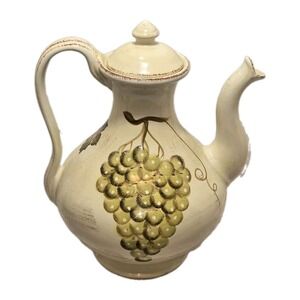 Tabletops Gallery Villa Grande 20 Cup Coffee Pot Grapes Ceramic w/Lid EUC
